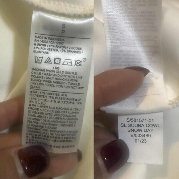 Banana Republic Sleeveless Scuba Cowl Neck Top Small Ivory White Layering Soft - Picture 5 of 6